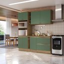 Ver imagem 1 de Armário de Cozinha Compacta 100% Mdf 205cm Nogueira/verde Celeste Kappesberg