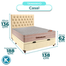 Conjunto Cama Box Bau Bege Casal + Colchão Molas Ensacadas Airtech Ortobom + Cabeceira - 2