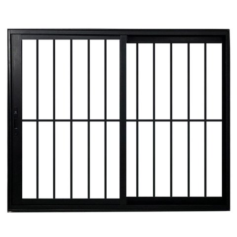Janela Vitro 2 Folhas com Grade Alumínio Preto Linha 25:120x150