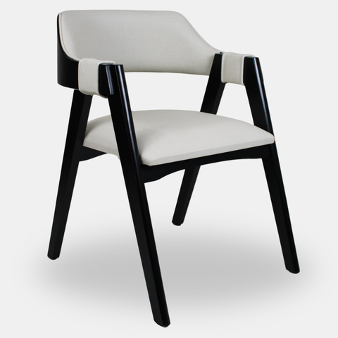 Cadeira de Madeira Viena Encosto Curvado Cor Preto Estofado Facto Garden Branco