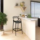 Ver imagem 2 de Kit 2 Banquetas Allegra com Encosto Design Cozinha/Bancada - Preto