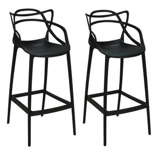 Kit 2 Banquetas Allegra com Encosto Design Cozinha/Bancada - Preto