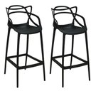 Ver imagem 1 de Kit 2 Banquetas Allegra com Encosto Design Cozinha/Bancada - Preto