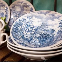 Jogo de Pratos Fundos Donna Cena Inglesa Azul 21,5cm - Oxford - 6 Pratos - 1