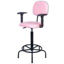 Ver imagem 2 de Cadeira de Caixa Alta Atendimento Portaria Balcao com Braco Pp Rosa Bebe Corino