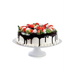 Prato Para Bolo Com Pé Decorado de Plástico 32cm Branco - 1