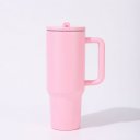 Ver imagem 1 de Copo Térmico Tr-018 1200ml Inox com Canudo, Alça, Tampa 40OZ, com Bico, Tampa Transparente:Rosa Clar