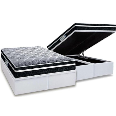 Cama Box Baú Queen: Colchão Espuma D33 Probel /EP ProDormir Advanced Tech1500 Plus + Base CRC