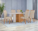 Ver mais imagens de Conjunto Sala de Jantar Mesa Astrid 170 Tampo Vidro Off White com 6 Cadeiras Rayla - Lopas Amendoa C
