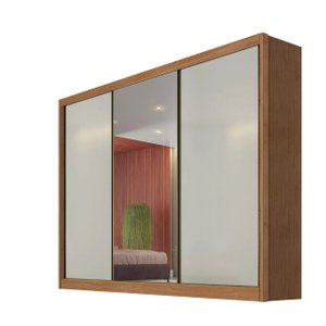 Guarda Roupa Casal com 03 Portas de Correr e 06 Gavetas Sollo Plus Novo Horizonte. - Cumaru com fend