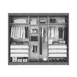 Guarda Roupa Casal com 03 Portas de Correr e 06 Gavetas Sollo Plus Novo Horizonte. - Cumaru com fend - 3