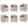 Kit 6 Poltronas Recepção Consultorio Médico courino Bege - 1
