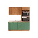 Ver imagem 1 de Cozinha Completa 3 Peças Botanic 1 Aéreo Balcão 1 Paneleiro sem Pia M652 Nogueira Verde Oliva