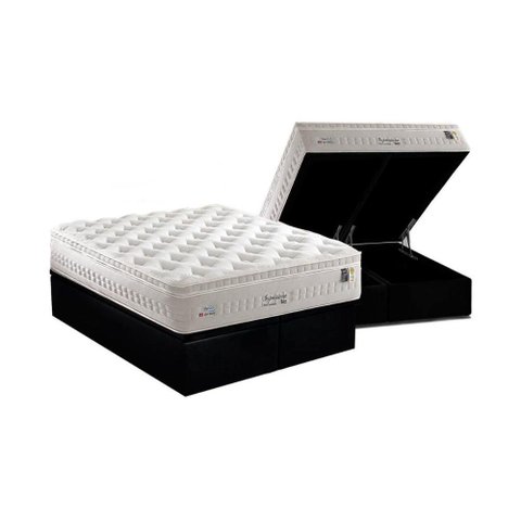 Cama Box Baú King: Colchão Molas Ensacadas Anjos MasterPocket Impressione + Base CRC Suede Black(