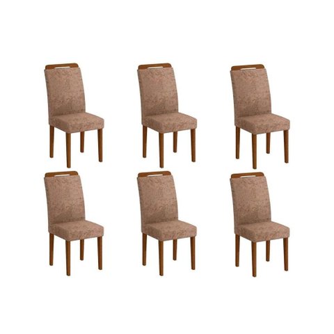 Kit 6 Cadeiras Sala Jantar Athenas 6 Un Capuccino/Animale Chocolate - Rufato