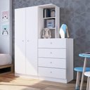 Ver imagem 2 de Guarda Roupas Infantil 2 Portas e Cômoda 4 Gavetas Montessoriano Branco Art In Móveis
