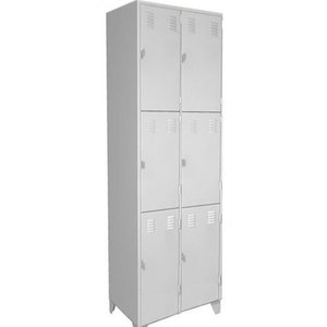 Armário Roupeiro de Aço Vestiário Academia 6 Portas Cinza