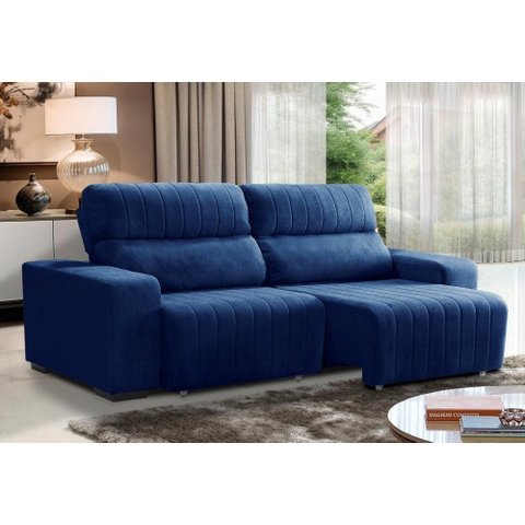Sofá Retrátil e Reclinável com Molas no Assento Suécia 1,50m - Azul