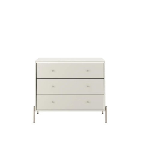 Cômoda 3 Gavetas Jasper 94 cm - Off White Fosco c/ Champanhe