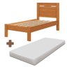 Cama de Solteiro com Cabeceira 100% Mdf com Colchão Nature Off White Fege Shop Jm - 2