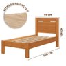 Cama de Solteiro com Cabeceira 100% Mdf com Colchão Nature Off White Fege Shop Jm - 4