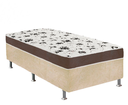 Ver imagem 1 de Cama Box Solteiro Suede Bege + Colchão Solteiro Suede Marrom Orto Molas Bonnel 88x188x55