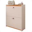 Ver imagem 1 de Sapateira Hall Entrada Sapatos 2 Portas Puxador Concha Closet - Off White / Cinamomo