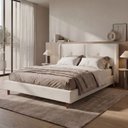 Ver imagem 1 de Cama Estofada Queen com Estrutura Reforçada e Design Moderno Milão Bege