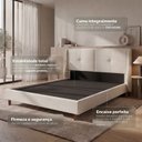 Ver imagem 5 de Cama Estofada Queen com Estrutura Reforçada e Design Moderno Milão Bege