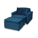 Ver imagem 3 de Poltrona Retrátil/Reclinável com Puff Filadélfia Azul Rec Estofados