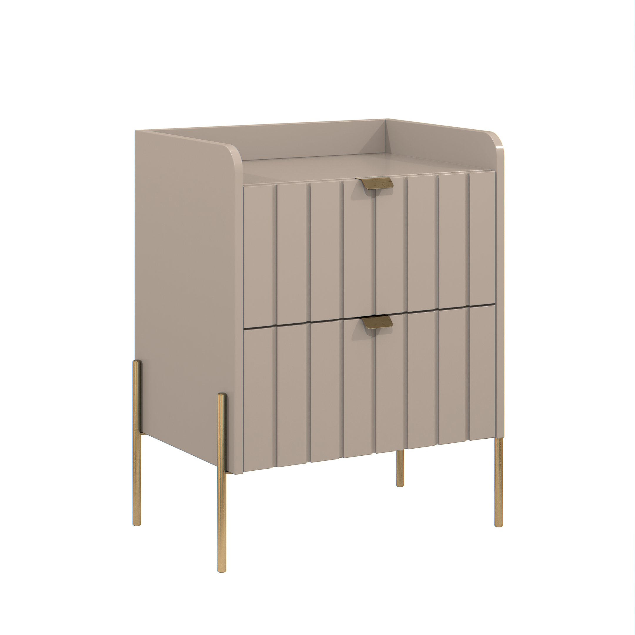 Mesinha de Canto Conect para Quarto Estilo Europeu Classico Moriah 45cm Pes e Puxadores Aço Dourado - 3