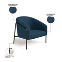 Ver imagem 3 de Poltrona Sala Industrial Alta Preto Stella Bouclê Azul Marinho D03 - D’Rossi