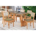Ver imagem 1 de Conjunto Mesa Mila Premium Madeira Maciça C/ Tampo Madeirado C/ Vidro 160x90cm e 6 Cadeiras Lola