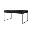 Ver imagem 5 de Mesa Jantar Industrial Retangular Preta 137X90Cm Base Cobre Com 4 Cadeiras Brancas Cor: Preto