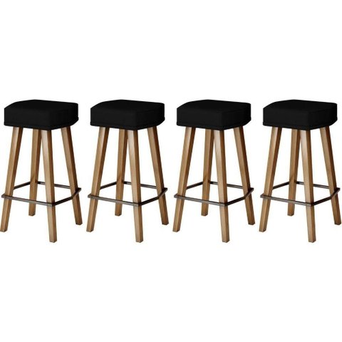 Banqueta Industrial Corano Assento em Tecido sem Encosto 70cm Preto