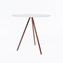 Ver imagem 3 de Mesa Lateral Tampo Madeira Branco Pés Cobre Branco