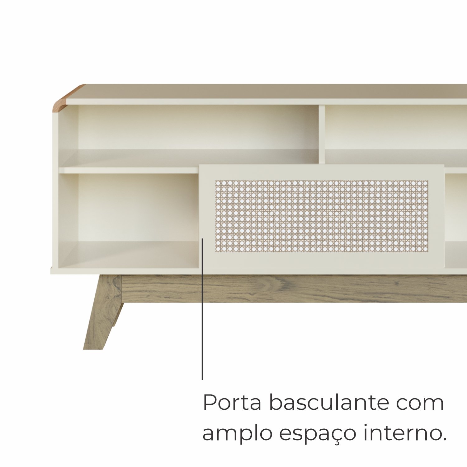 Rack para Tv até 55 Polegadas Norde com 1 Porta e Pés de Madeira Babus - 6