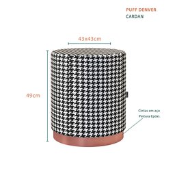 Puff Decorativo Redondo Denver Suede Cardan - Sheep Estofados - 3 Puff Decorativo Redondo Denver Suede Cardan - Sheep Estofados - 3