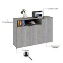 Ver imagem 2 de Armário Aparador com 03 Portas e Nicho 89,5x135x42cm Wlap135 Snow - Preto