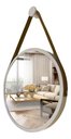 Ver imagem 1 de Espelho Redondo Adnet 40cm Suspenso Moderno Luxo - Branco Alça Caramelo