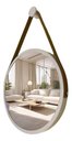 Ver imagem 2 de Espelho Redondo Adnet 40cm Suspenso Moderno Luxo - Branco Alça Caramelo