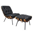 Ver imagem 1 de Poltrona Costela com Puff Costela em Couro - Preto