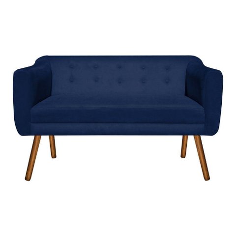 Namoradeira Julia 2 Lugares 1,40 Suede Azul Marinho Castanho