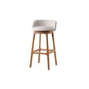 Ver imagem 1 de Banqueta Alta em Madeira Maciça Acabamento Acetinado Acolchoada em Linho Tavoli Decor