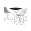 Ver imagem 1 de Jogo Mesa Bistrô Eames Preta 60Cm 3 Banquetas Branca Base Ferro Branco - Cor: Preto