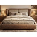 Ver imagem 1 de Cama Japonesa com Cabeceira Blind Seo King Courino Marrom | Linho Marrom Claro - Sallar Home