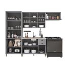 Ver imagem 4 de Cozinha Modulada 4 Peças Cristaleira Balcão sem Tampo 2 Aéreos 100% MDF com Vidro Bari Cinza/Titânio Fosco