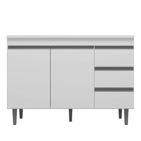 Balcão de Cozinha Andréia com Tampo 120 Cm Branco - Ajl