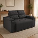 Ver imagem 1 de Sofá Retrátil e Reclinável 2 e 3 Lugares 200cm com USB e Porta-Copos Verona Veludo Titânio