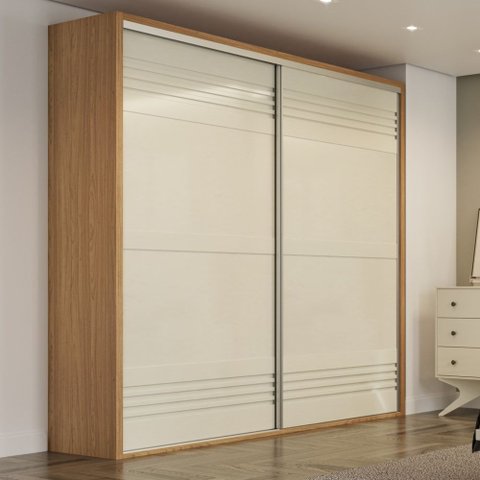 Guarda Roupa 100% Mdf Casal 2,23m com 2 Portas de Correr Tw602 Dalla Costa-freijó/off White